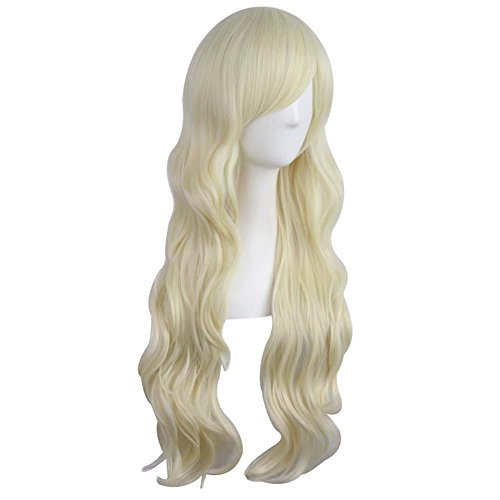 70cm Cosplay peruk sentetik uzun dalga saç parti peruk kadınlar ve kızlar için