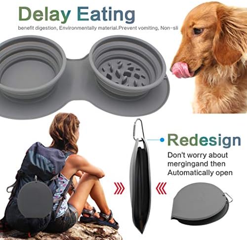 Aıbada Çift Katlanabilir Köpek Kase, gıda Sınıfı Silikon BPA Ücretsiz Taşınabilir Köpek Kase, katlanabilir Fincan Çanak için