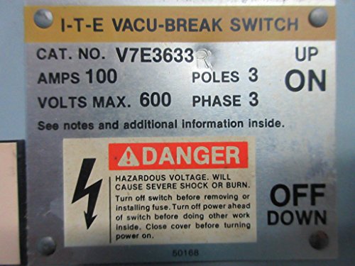 ITE V7E3633 w Donanım 100 Amp 600V Eriyebilir Vacu-Break Panelboard Anahtarı Siemens