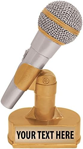 Taç Ödülleri El Boyalı Mikrofon Altın Heykel-Şarkı Söylemek, Müzik, Karaoke, DJ'ler, Radio Prime için harika