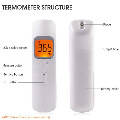 Bebek ve Yetişkinler için Temassız Kızılötesi Termometre Dijital Termometre Ateş Alarmı(Piller Dahil Değildir)