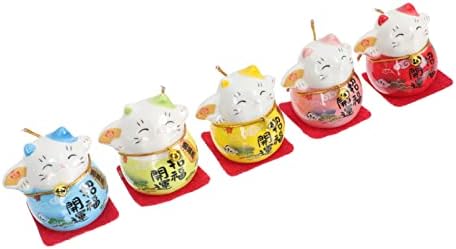 Japon Seramik Şanslı Kedi Figürleri: 5 adet Şanslı Kediler Servet Maneki Neko Heykeli Iyi Şanslar Çin Figürleri Araba Dashboard