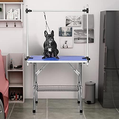 ZGHONG Pet Tımar Masası, 46 İnç Katlanabilir Pet Köpek / Kedi Tımar Masası, Yüksekliği Ayarlanabilir Köpekler için Taşınabilir