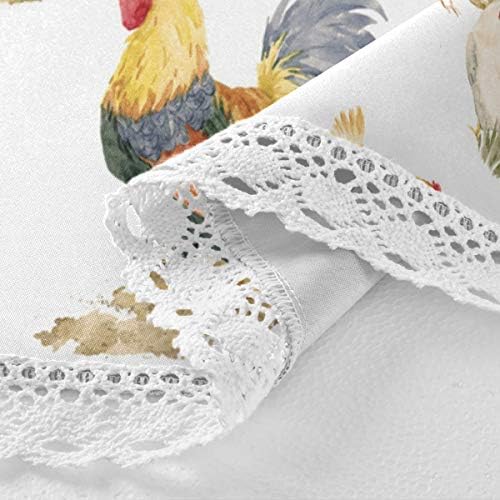Dallonan Masa Dekorasyon için Parti Suluboya Horoz Yuvarlak Masa Örtüsü, güzel Tavuk Polyester Beyaz Dantel Masa Örtüsü Yuvarlak