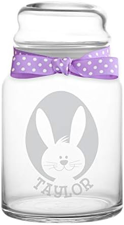 Kişiselleştirilmiş Paskalya Cam Şeker Kavanozlarının Anılarını Yapalım-Sevimli Tavşan Tasarımı-Adıyla Özelleştirin-31 Oz Tutar.