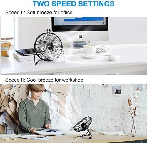 Masa fanı 6-İnç Küçük masa fanı USB Powered Yüksek Hızlı Mini Fan için Masa Ofis Masaüstü Yatak Odası, Metal Tasarım, 2 Hız,