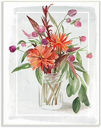 Stupell Ev Dekor Koleksiyonu Yaz Kır Çiçeği Buketi bir Mason Kavanoz Suluboya Resim Duvar Plak Sanat, 10x15, Çok Renkli