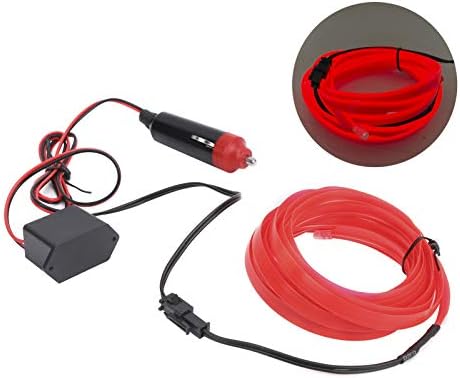 Aramox araba LED şerit ışık, evrensel 3 metre araç iç aydınlatma oto LED şerit puro çakmağı sürüş tel tüp Neon ışık (kırmızı)