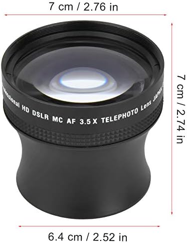 Telekonvertör, Sağlam Kamera Telefoto Lens 3.5 Kat Büyütme Alüminyum Alaşım + Optik Cam Temizleme Bezi ile Fotoğrafçılar için