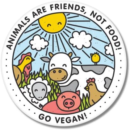 Vegan Mutlu Hayvanlar Vinil Çıkartması-Araç Telefonu Kaskı-Boyutu Seçin