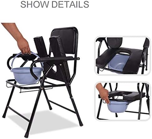 LZLYER duş sandalyesi Tuvalet Küvet 4 in 1 Çok Fonksiyonlu Taşınabilir Çelik Boru Bide Duş, başucu Komodin Sandalye, Çıkarılabilir
