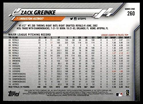 2020 Topps Altın Yıldız Beyzbol 260 Zack Greinke Houston Astros Bireysel Resmi MLB Paralel Ticaret Kartı Yeşil WM Sınırlı Sayıda