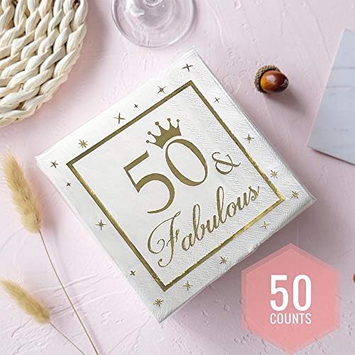 50 ve Muhteşem Kokteyl Peçeteleri Altın Folyo / 50. Doğum Günü / Evlilik Yıldönümü Kutlamaları Parti İyilik Malzemeleri ve Süslemeleri