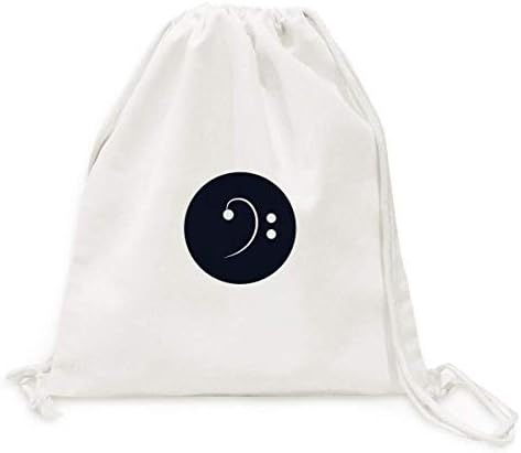 Beyaz müzik bas Clef siyah sırt çantası tuval ipli çanta alışveriş seyahat