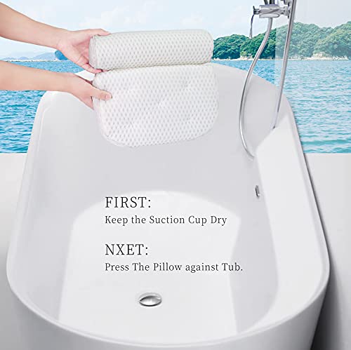 Banyo Yastığı, Küvet Boyun ve Sırt Desteği için Banyo Yastıkları, 4D Hava Örgülü ve 7 Kaymaz Vantuzlu Küvet Kamasını Islatmak