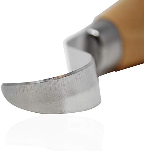 Ahşap Oymacılığı için VistosoHome Kanca Bıçağı-Karbon Çeliğinden Yapılmış Kaşık Oyma Aleti-Koruyucu Deri Bıçak Kapağı ve Ergonomik