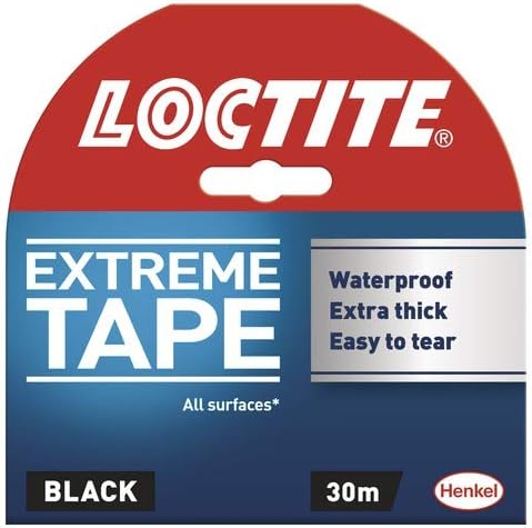 Loctite Extreme Tape, Ekstra Güçlü Yapışkan Bant, Ekstra Kalın Suya Dayanıklı Siyah Bant, Zorlu Onarımlar için Kolay Yırtılma