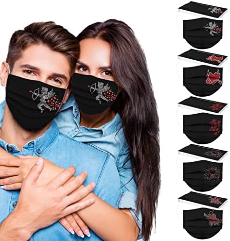 Sevgililer Günü Tek Kullanımlık Yüz Maskesi Yetişkin 50 ADET Nefes 3 kat Sevgililer Maskeleri Tasarım Tatil Kağıt Maskeleri Kadın
