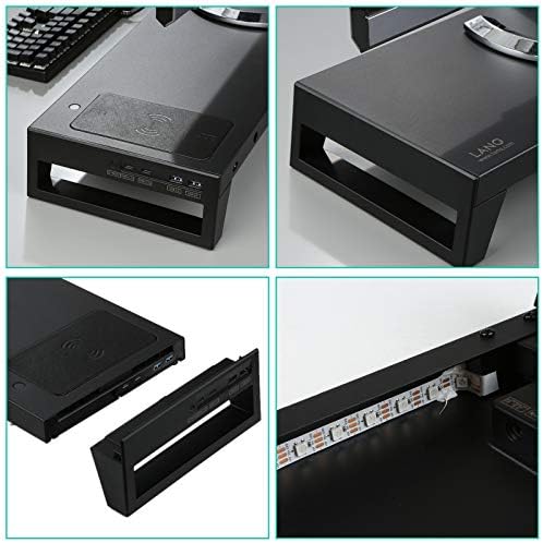 Docooler Monitör Standı, LANQ PCDock Pro / Max-Kablosuz Şarjlı Çok Fonksiyonlu PC Yükseltici, WiFi Bluetooth Adaptörü, Parmak