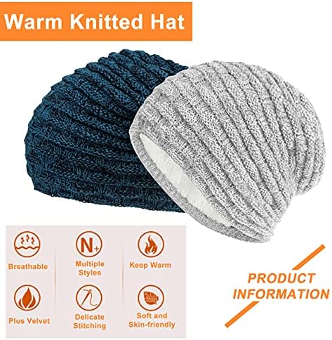 Andiker Kış Streç Kablo Örgü Bere Şapka, Erkekler ve Kadınlar için Polar ile Sıcak Yumuşak Kalın Bere Kap