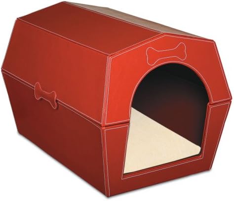 Petmate Butik Deri Kapalı Köpek Evi, Sıcak Kırmızı