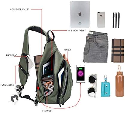 TurnWay Su Geçirmez tek kollu çanta/Crossbody Sırt Çantası / omuzdan askili çanta için USB şarj Portu ile Seyahat, Yürüyüş, Bisiklet,