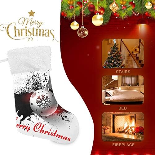 YUEND 1 Adet Noel Stocking Kitleri Büyük Klasik Kişiselleştirilmiş Merry Christmas Kar Tanesi Topu Mürekkep ile Beyaz Peluş Trim
