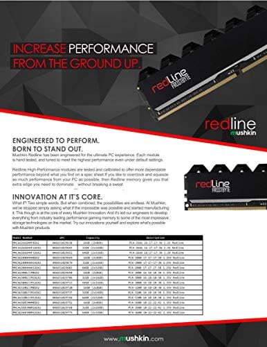 Mushkın Redline Siyah-DDR4 DRAM-16GB (2x8 Gb) UDIMM Bellek Kiti – 3000 MHz (PC4-24000) CL-16 – 288-pin 1.35 V Masaüstü RAM-ECC
