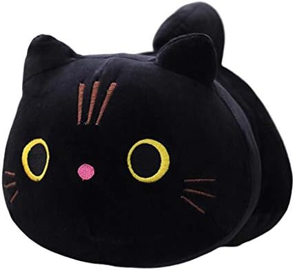 homozy Kedi Büyük Peluş Hugging Yastık Yumuşak Yavru Kitty Doldurulmuş Hayvanlar Oyuncak Hediyeler-Siyah 25 cm