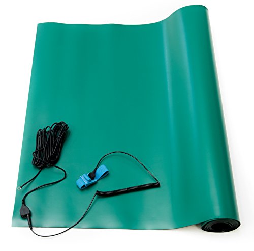 Bertech ESD Yüksek Sıcaklık Mat Seti, 2 Fit Genişliğinde x 6 Fit Uzunluğunda x 0,08 inç Kalınlığında, Mavi, Bir Bilek Kayışı