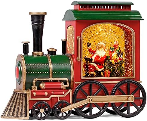 Noel kar küresi Fener-Santa Müzikal Tren LED Su Işıltılı ile 6 H Zamanlayıcı,pil Kumandalı ve USB Kumandalı Müzik Kutusu için