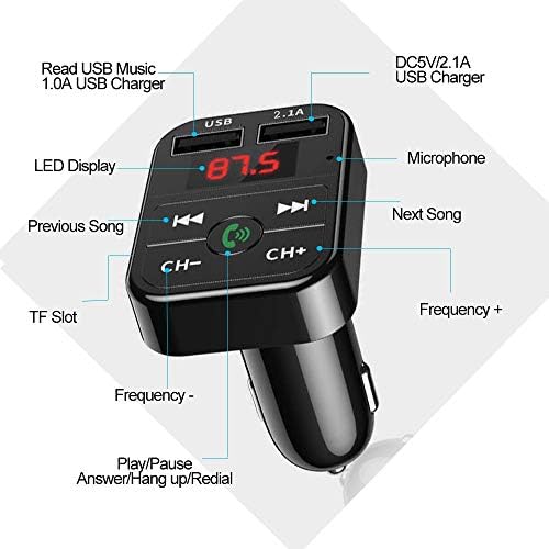 9 jıuguıyı Bluetooth Fm Verici, Adaptör Araç Kiti, 5 v 2.1 a USB Araç Şarj Mp3 Çalar ile Destek Tf Kart USB Flash Sürücü, Tüm
