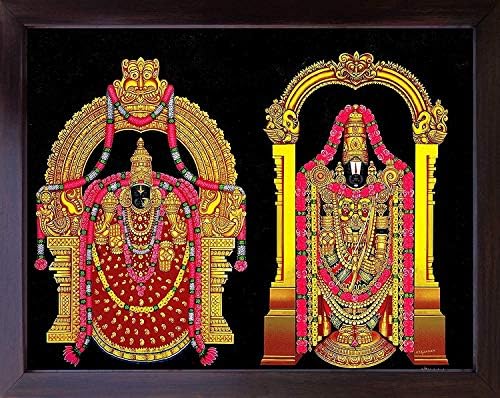 El Sanatları Mağazası Lord venkateswara ve padmavathi, Zenginlik için Çerçeveli Nadir Bir Hindu Dini Poster Baskısı. Evde/işyerinde