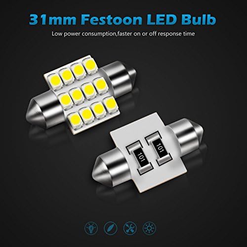 Partsam 8 Pcs Beyaz 31mm Festoon Canbus hata ücretsiz LED ampuller için iç aydınlatma harita Dome kapı nezaket ampuller DE3021
