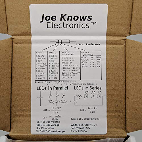 Joe Bilir Elektronik 1/4 W Direnç Başlangıç Kiti (16 Değerleri, 400 Parça) Direnç Çeşitler Kiti için Hobi, Deneyler, Bilim Projeleri