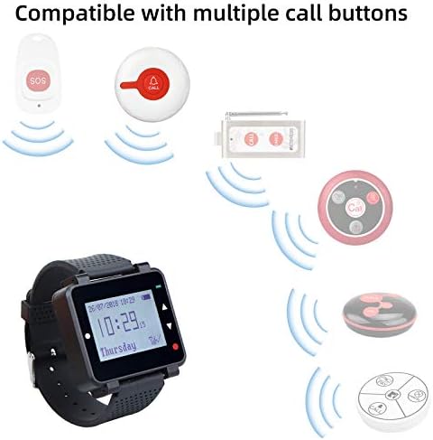 Retekess T128 Bakıcı Çağrı Cihazı, Hemşire Çağrı Sistemi, Sesli Uyarı, Yardım Düğmesi,1 ADET Saat Çağrı Cihazı,Yaşlılar için