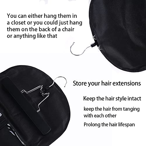 3 Paket saç ekleme Askı saklama çantası ile Hairpieces Depolama Tutucu Peruk taşıma Çantası için Mağaza Tarzı Saç Siyah Renk