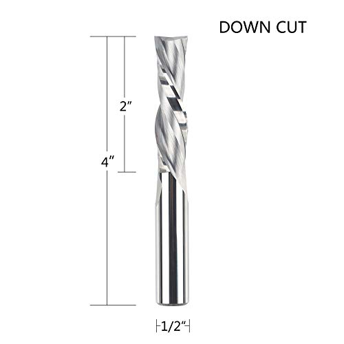 SpeTool Spiral Downdcut Freze Uçları Ekstra Uzun (4 inç) ile 1/2 İnç Shank, 1/2 İnç Kesme Çapı Katı Karbür CNC End Mill için