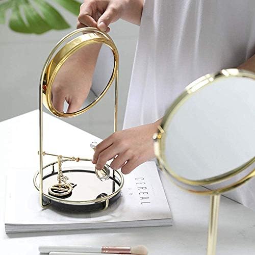 WJCCY makyaj aynası Ayna Vintage 360° Rotasyon Metal Kozmetik Ayna Yuvarlak güzellik aynası El Yapımı makyaj aynası Dresser makyaj