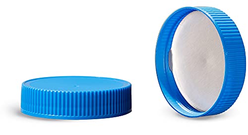 70 mm Plastik Kapaklar, İndüksiyon Astarlı Mavi Polipropilen Nervürlü Kapaklar