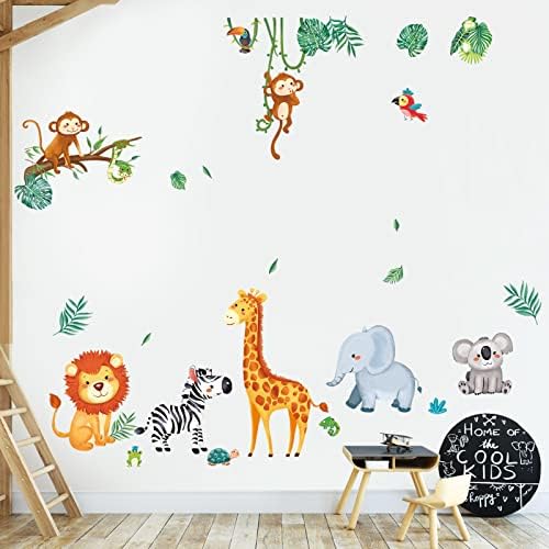 decalmile Orman Hayvanlar Duvar Çıkartmaları Maymun Zürafa Fil duvar çıkartmaları Bebek Kreş Çocuk Odası Oturma oda duvar dekoru