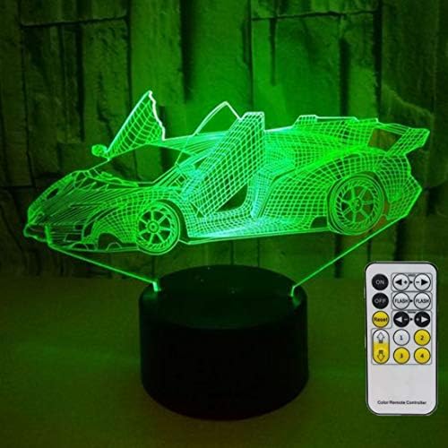 Yenilik Yarış Arabası 3D Gece Lambası 7 Renk Değiştirme Nightlight Akıllı Dokunmatik ve Uzaktan Kumanda ile Optik Illusion Lambaları