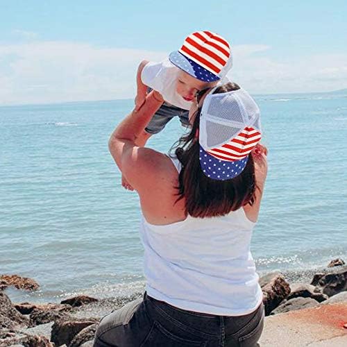 Rhuyoshn Ebeveyn-Çocuk Beyzbol Kapaklar, 2 Adet Anne Toddler Yaz Oyun Şapka Amerikan Bayrağı Kap Erkek Kız Çocuklar