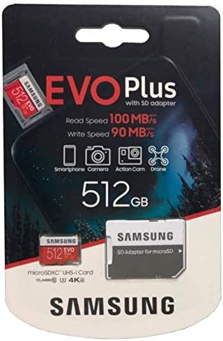 Samsung 512GB Evo Plus microSD Kart (10 Paket EVO+ Paket) Adaptörlü Sınıf 10 SDXC Hafıza Kartı (MB-MC512) (1) Stromboli Micro