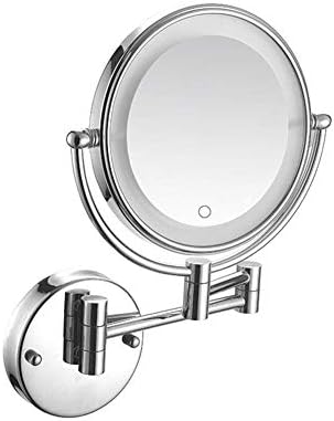 Nhlzj Temiz ve Parlak Makyaj Aynası Duvara Monte Ayna Dokunmatik Ekran 5X Büyütme Çift Kol Çift Taraflı Yuvarlak 360°Uzatın