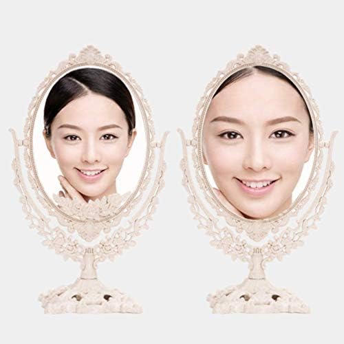 DJASM Kadın Tezgah makyaj aynası Oval Şekilli Çift Taraflı Ayna Masası Kozmetik Ayna Yatak Odası masa aynası Ev için (Boyut: