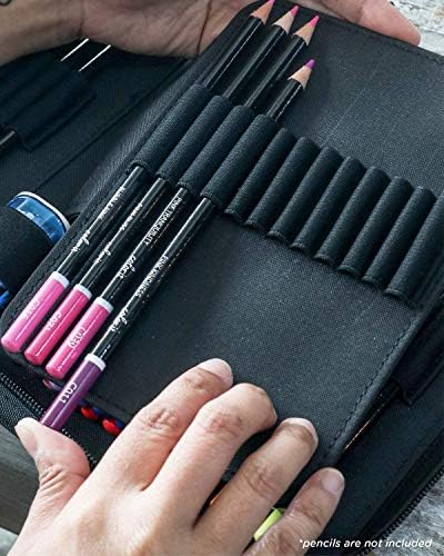 Renkli Kalemler için ColorIt Premium Fermuarlı Seyahat Kalem Kutusu-48 Yuvalı Kalem Tutucu