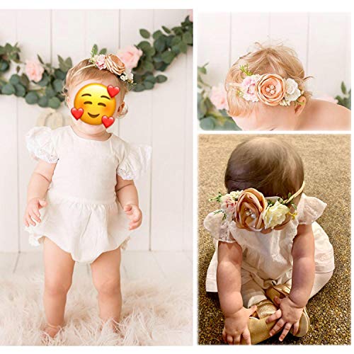 Oaoleer Bebek Kız Çiçek Saç Bantları Set-3pcs Çiçek Saç Bantları Yenidoğan Toddler Saç Aksesuarları