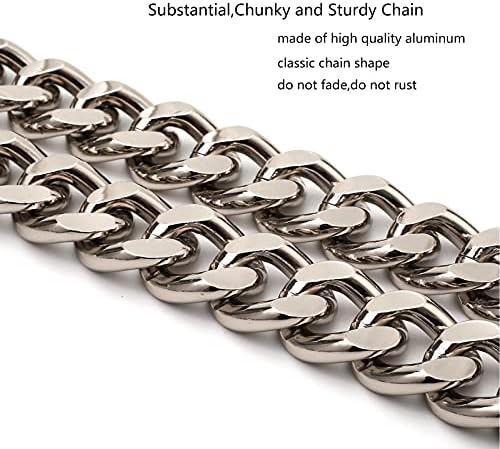 25 İnç Trendy Tıknaz Metal Zincir Çanta Kolu Omuz Askısı Değiştirme için Çanta (Gümüş)