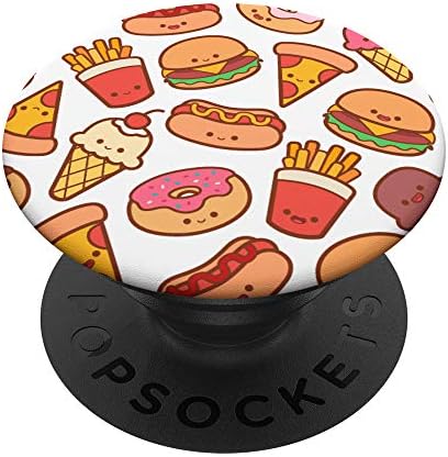 Aperatifler Desen Hediye Beyaz Donuts Hotdog Burger Kızartması Sevgilisi PopSockets PopGrip: Telefonlar ve Tabletler için Değiştirilebilir